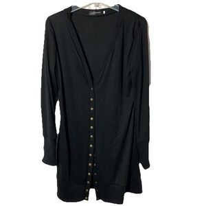 Merokeety Women's Long Sleeve Snap Closure‎ Sweatshirt Cardigan Black Large